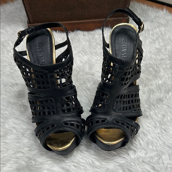 Colin Stuart Black Cutout Heels - Picture 1 of 6